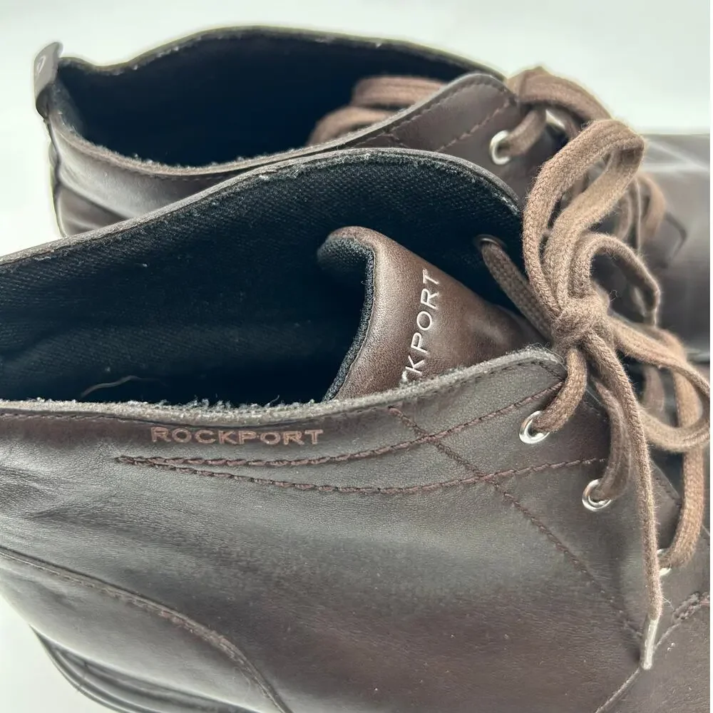 Rockport Men's Brown Leather Chukka Ankle Boots Lace-Up Casual Size 11 Academia